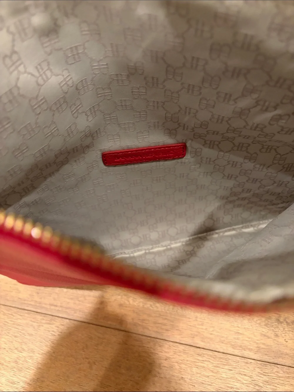 Banana Republic Red Leather Wristlet Clutch with gold zipper